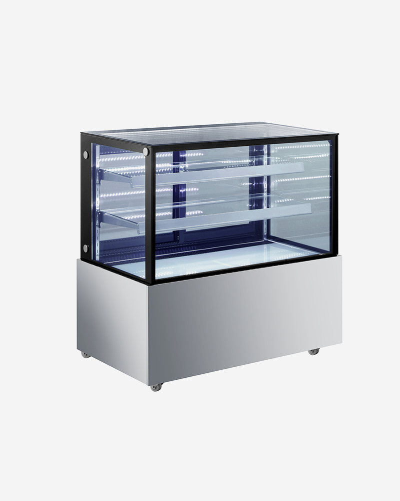 Commercial Fan Cooling Refrigerated Cake Display Cabinets Steam For Humidification